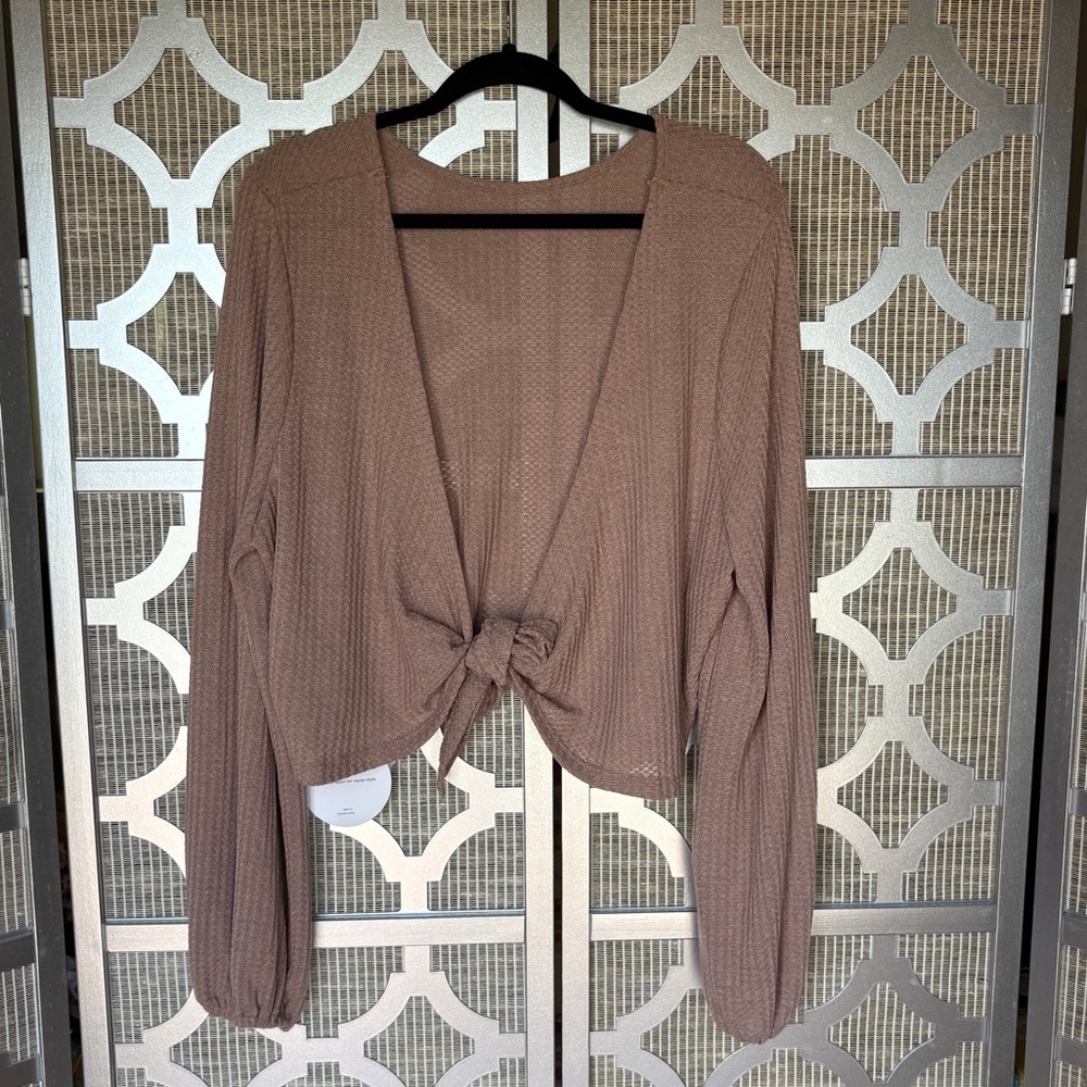 NWT SHEIN Brown Crop Top with Long Sleeves